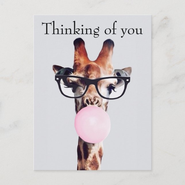 Carte Postale Giraffe Portant des lunettes Penser à vous (Devant)