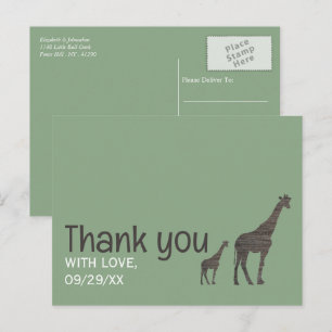 Carte Postale Giraffe Safari Argile, Merci Mariage rustique