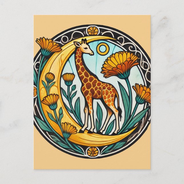 Carte Postale Giraffe vintage (Devant)
