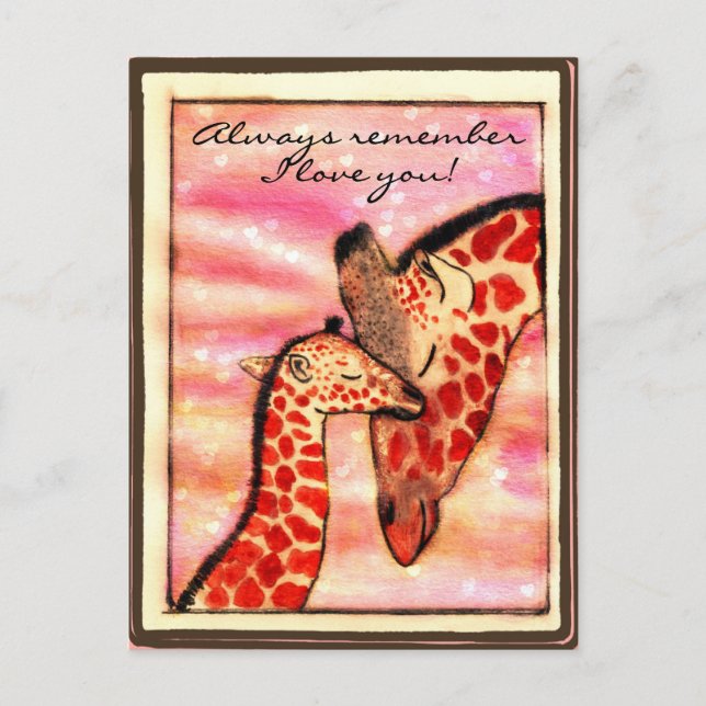Carte Postale Giraffes - "Rappelez-vous toujours que je vous aim (Devant)