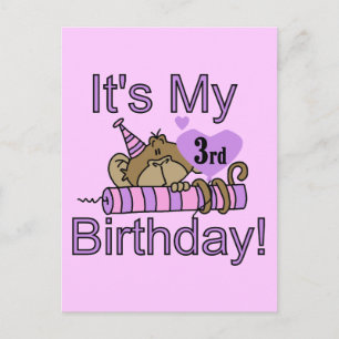 Carte Postale Girl Monkey 3e Anniversaire Tshirts et cadeaux