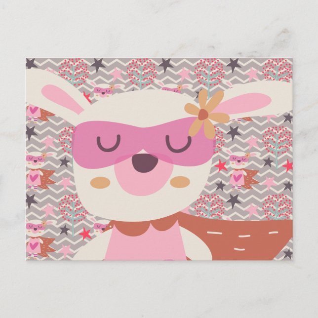 Carte Postale Girl Superhero Bunny (Devant)