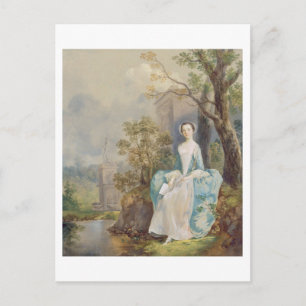 Carte Postale Girl with a Book Seated in a Park, c.1750 (huile s