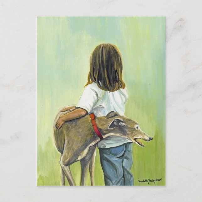 Carte postale "Girl with Greyhound" (Devant)