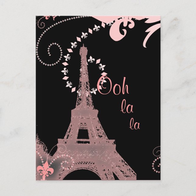 Carte Postale girly chic retro mode paris eiffel tower (Devant)