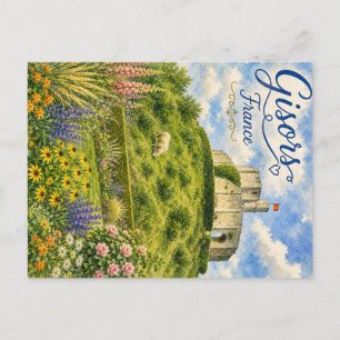 Carte Postale Gisors France Château Normandie aquarelle