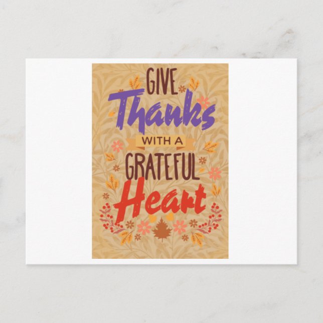 Carte Postale give Thanks with a Grateful Heart (Devant)