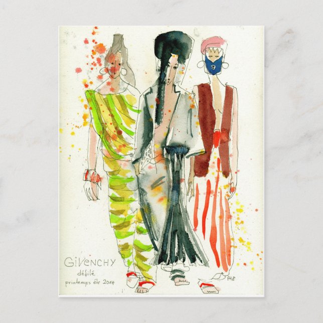 Carte Postale Givenchy Fashion Show Paris - Mode illustration (Devant)