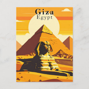 Carte Postale Gizeh Égypte Vintage voyage Sphinx et Pyramides