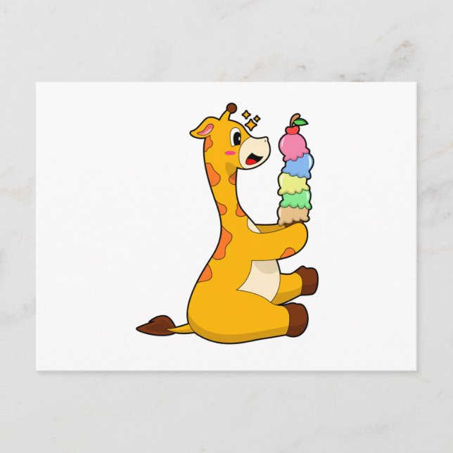 Carte Postale Glace au gaufre de girafe (Devant)
