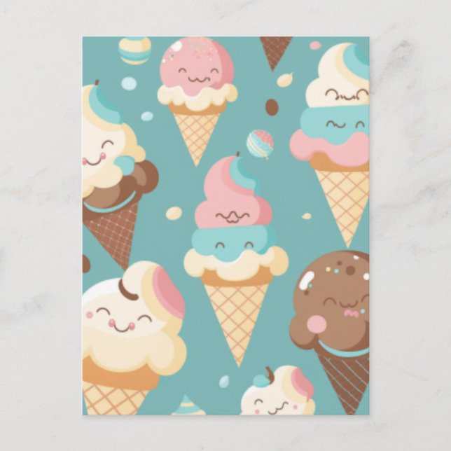 Carte Postale Glace colorée mignonne (Devant)