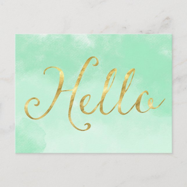 Carte Postale Glace d'aquarelle Gold Mint (Devant)