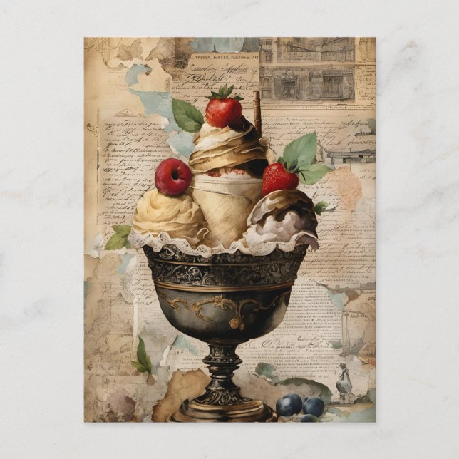 Carte Postale Glace Sundae Collage (Devant)