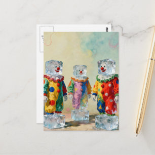 Carte Postale Glaces drôles de clowns uniques et colorés