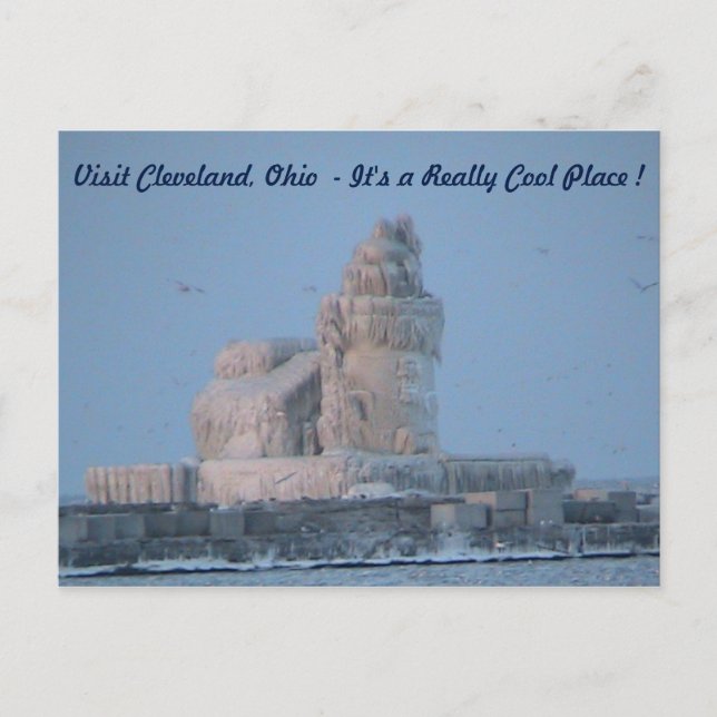 Carte postale glaciale de phare (visite Cleveland) (Devant)