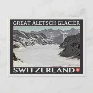Carte Postale Glacier Aletsch - sur noir