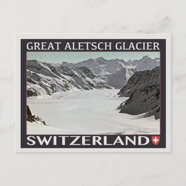 Carte Postale Glacier Aletsch - sur noir (Devant)