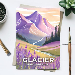 Carte Postale Glacier National Park Aquarelle lavande de print
