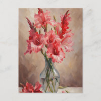 Gladiolus rouge et rose dans un vase