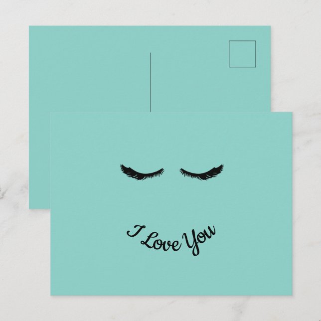 Carte Postale Glam Mint Black Eyelashes Personnalisé (Devant / Derrière)