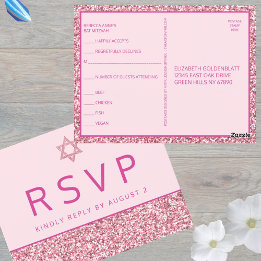Carte Postale Glam Pink Simple Moderne Bat mitzvah RSVP