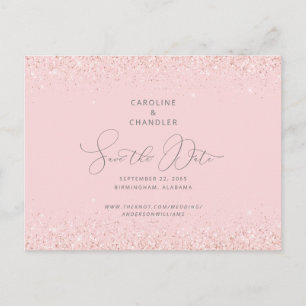Carte Postale Glam rose & Silver Parties scintillant mariage Enr