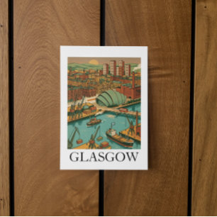 Carte Postale Glasgow Écosse Illustration de Voyage Rétro