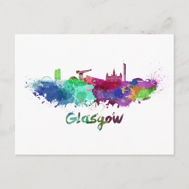 Carte Postale Glasgow skyline en aquarelle (Devant)