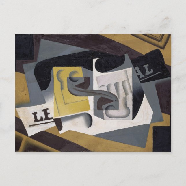 Carte Postale Glass et Newspaper, 1917 (huile sur le (Devant)