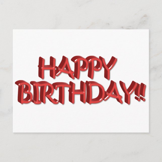 Carte Postale Glassy Red Happy Birthday Texte Image (Devant)
