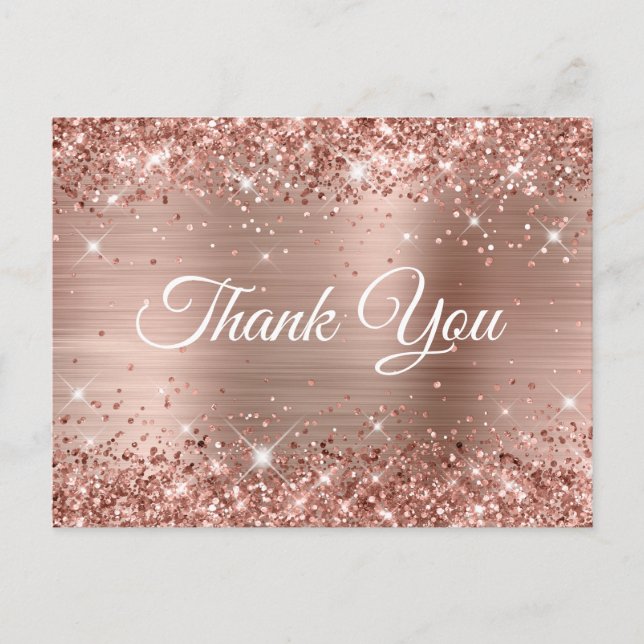 Carte Postale Glitterie Rose Gold Foil Sweet 16 Merci (Devant)