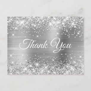 Carte Postale Glitterie Silver Foil Sweet 16 Merci