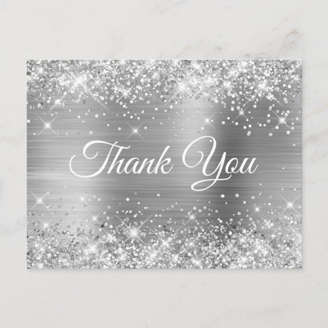 Carte Postale Glitterie Silver Foil Sweet 16 Merci (Devant)