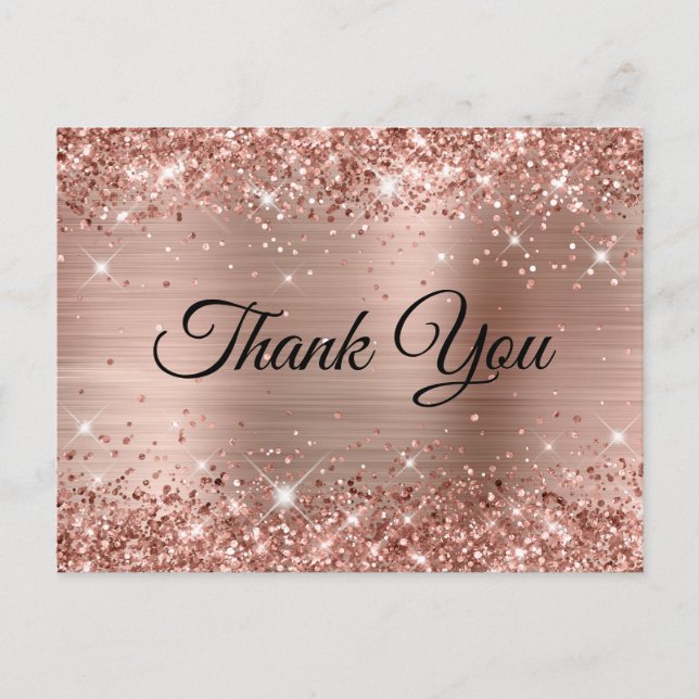 Carte Postale Glittery Rose Gold Foil 40e anniversaire Merci (Devant)