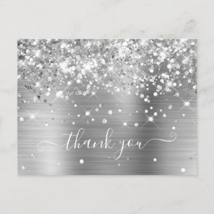 Carte Postale Glittery Silver Foil Moderne Fille Merci