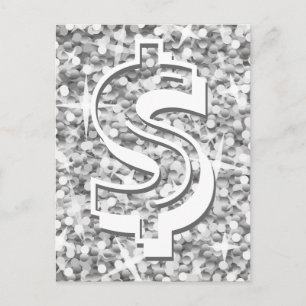Carte postale Glitz "Argent" dollar "$"