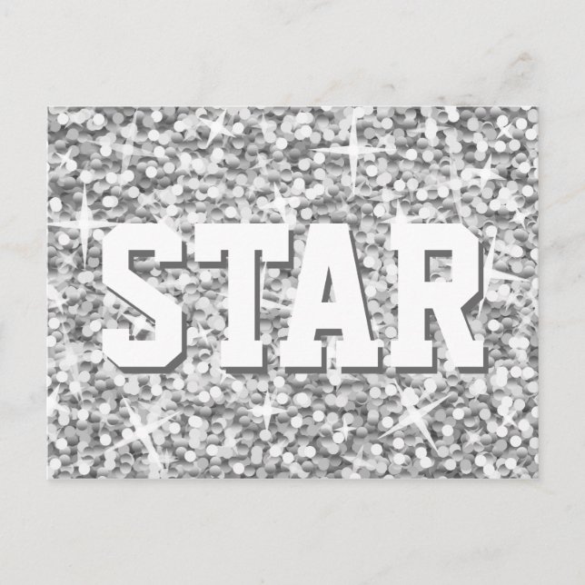 Carte postale Glitz "Argent" 'STAR' (Devant)