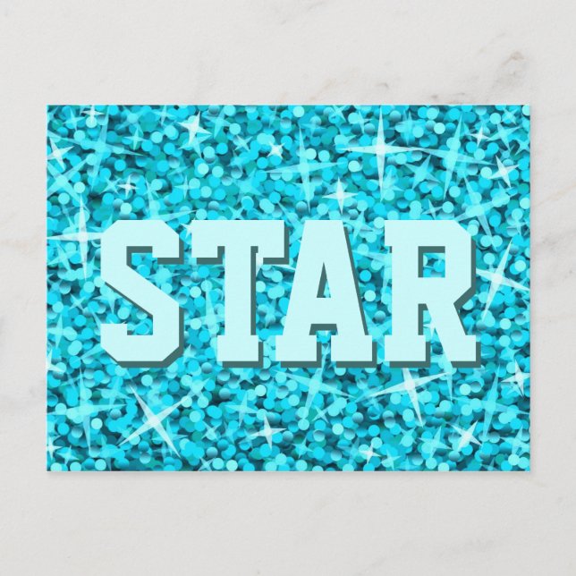 Carte postale Glitz Blue 'STAR' (Devant)