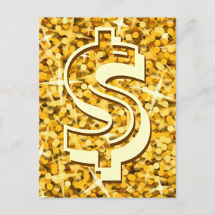 Carte postale Glitz "or" dollar"