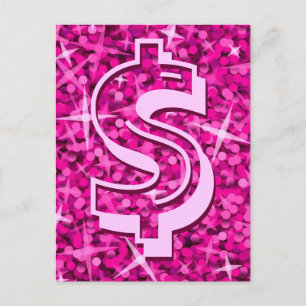 Carte postale Glitz Pink dollar '$'