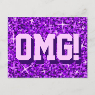 Carte postale Glitz Purple 'OMG'