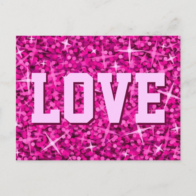 Carte postale Glitz Rose 'LOVE' (Devant)