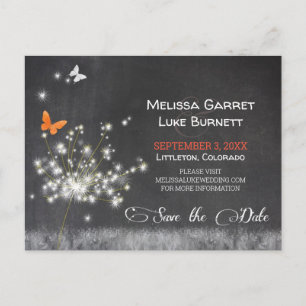 Carte Postale Glitzy Dandelion Chalkboard Mariage Enregistrer la