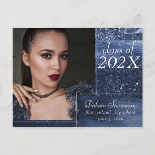 Carte Postale Glitzy Foil   Marine Blue Dark Grad Photo Merci