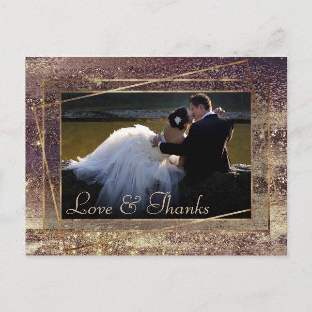 Carte Postale Glitzy Foil | Merci photo en cuivre de bronze doré (Devant)