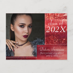 Carte Postale Glitzy Foil Merci photo rouge de Henna Crimson