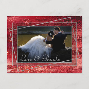 Carte Postale Glitzy Foil   Merci photo rouge de Henna Crimson