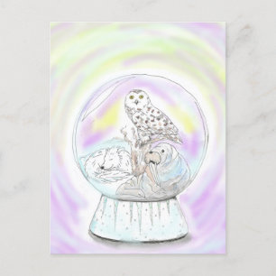 Carte Postale Globe De Neige Des Animaux Artiques