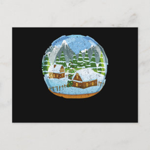 Carte Postale Globe des neiges Snowglobe Noël Fêtes Pins Arbres