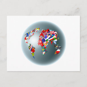 Carte Postale Globe du drapeau